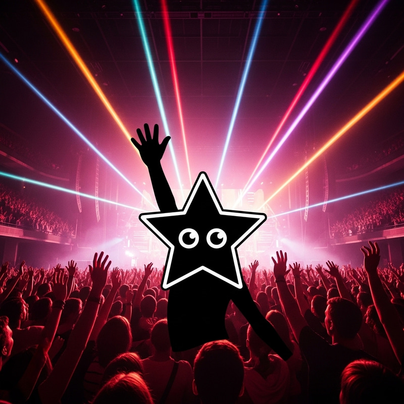 Stunning Concert Star with Raised Hand and Eyes Stunning Concert Star with Raised Hand and Eyes