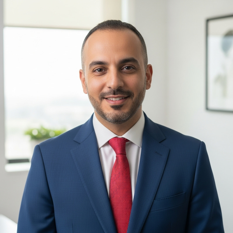 Smart and Professional Middle-Eastern Male in Business Attire for HR Profile