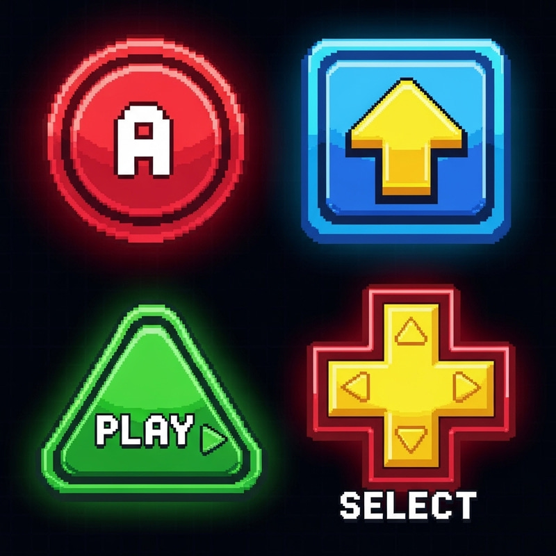 Pixelated Game Buttons Design - 4 Unique Styles Pixelated Game Buttons Design - 4 Unique Styles