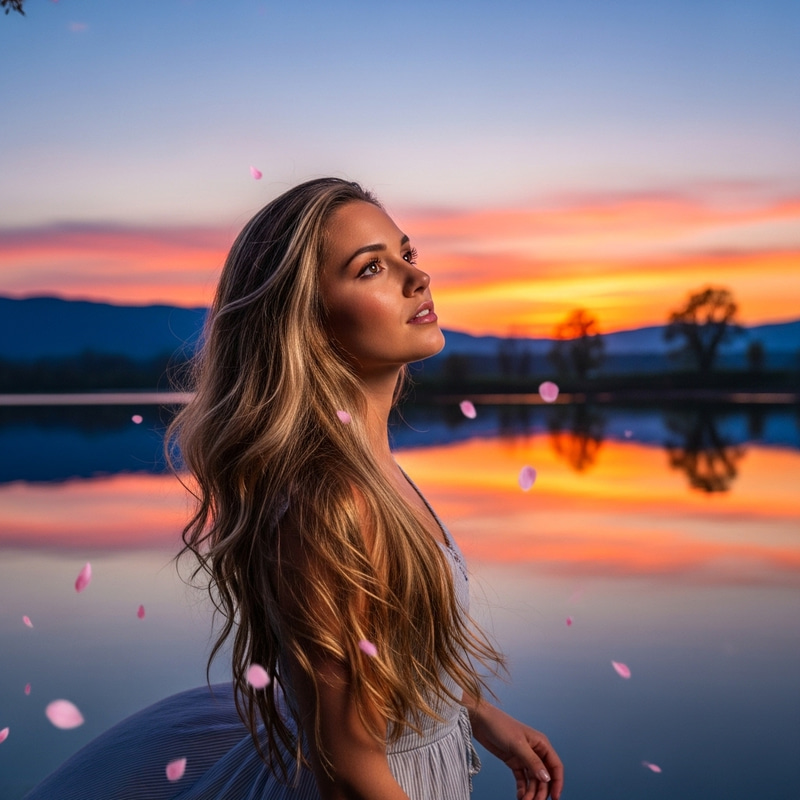 Beautiful Blonde Girl by Serene Lake - Lovely Image