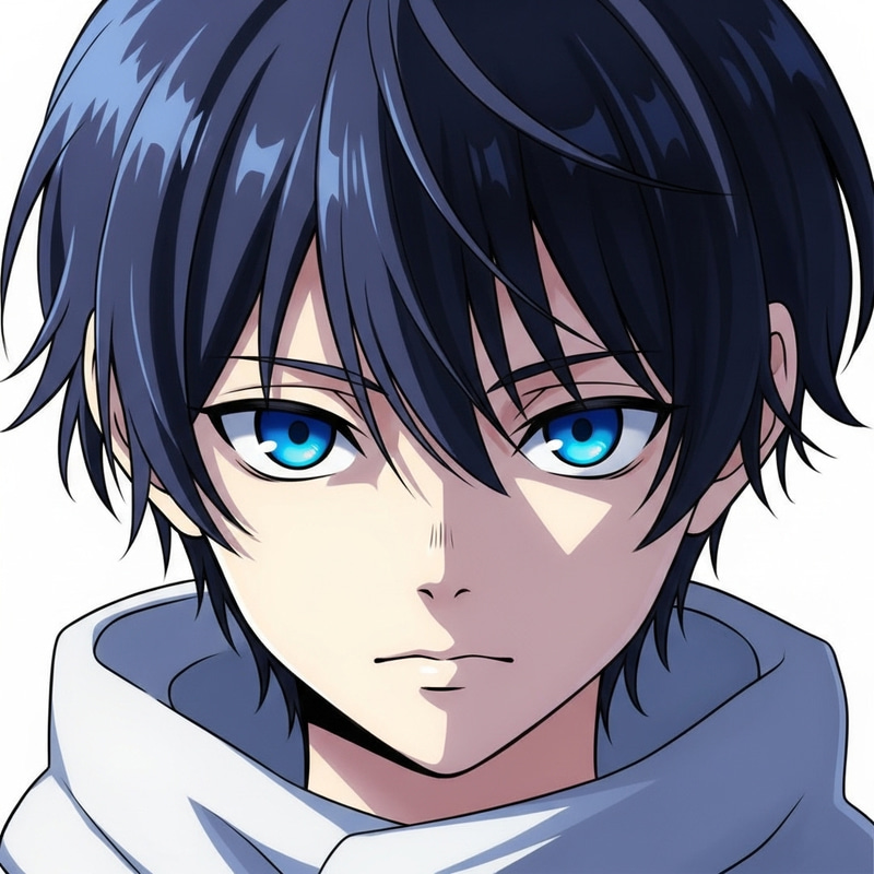 Artgerm Style Anime Portrait: Boy with Vibrant Blue Eyes
