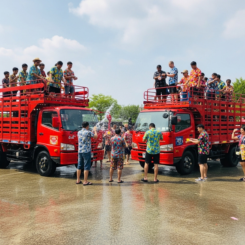 Joyful Songkran Festival: Splashing Water Fun Joyful Songkran Festival: Splashing Water Fun