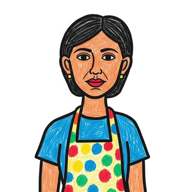 Naive-Style Drawing of a Woman in an Apron Naive-Style Drawing of a Woman in an Apron