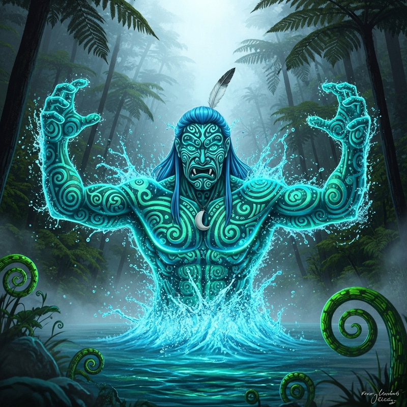 Dramatic Maori Water Guardian Emerges in Hyper-Realistic Image Dramatic Maori Water Guardian Emerges in Hyper-Realistic Image