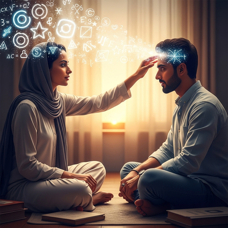 Mind-Reading Phenomenon Illustration: Psychic Connection Visualization Mind-Reading Phenomenon Illustration: Psychic Connection Visualization