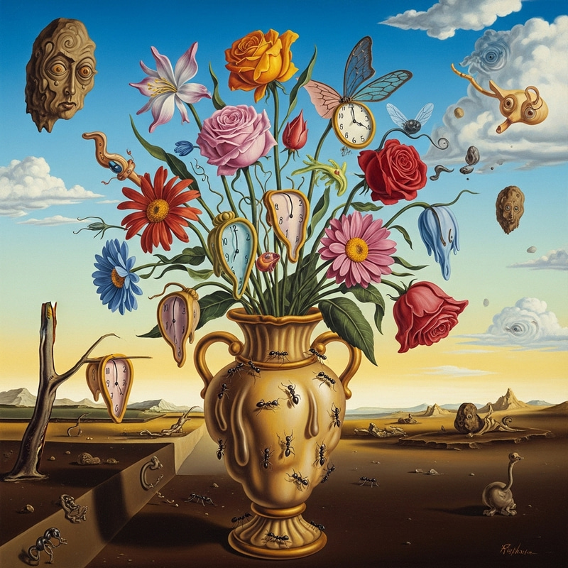 Surreal Large Flower Bouquet in Dali Style Surreal Large Flower Bouquet in Dali Style