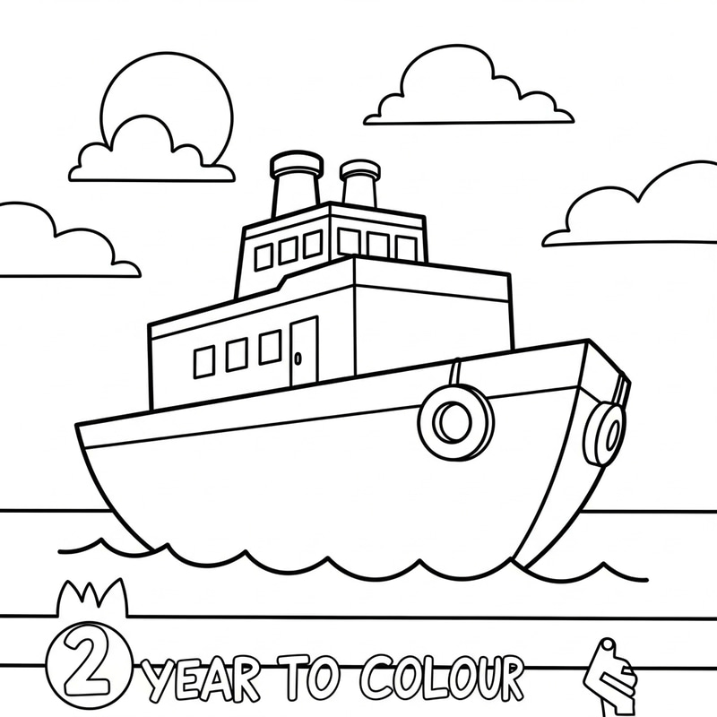 Big & Simple Boat Coloring Page for Toddlers