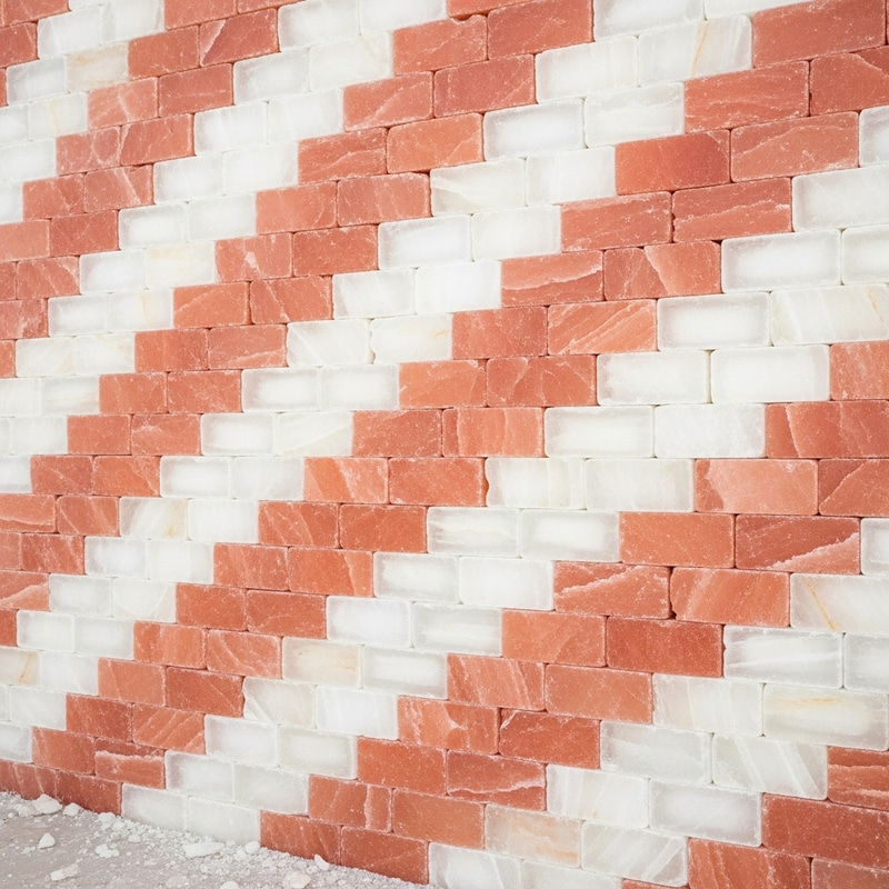 8x18 ft Salt Brick Wall Design with Pink and White Bricks 8x18 ft Salt Brick Wall Design with Pink and White Bricks