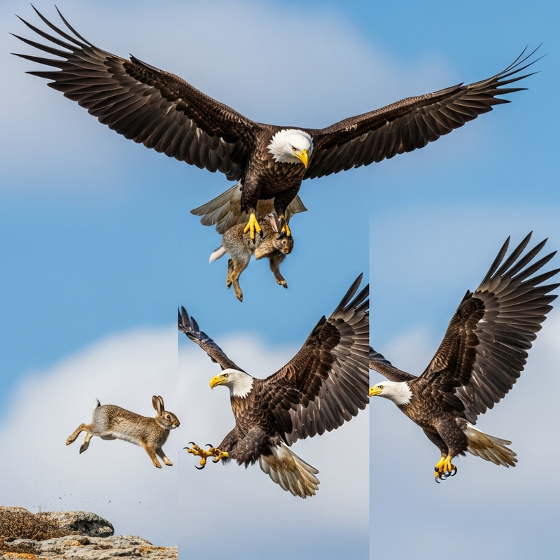 Majestic Eagle Capturing Rabbit in Mid-Flight Majestic Eagle Capturing Rabbit in Mid-Flight