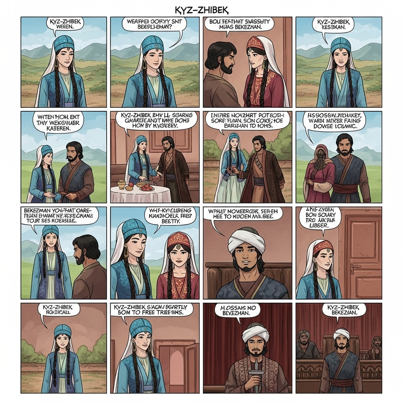 Kyz-Zhibek Comic Strip: Ancient Love Story in 15 Frames Kyz-Zhibek Comic Strip: Ancient Love Story in 15 Frames
