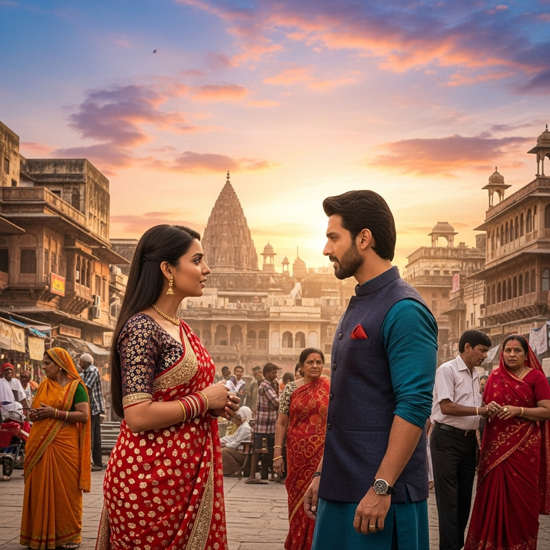 New Hindi Movie Scene: Traditional Attire of South Asian Couple New Hindi Movie Scene: Traditional Attire of South Asian Couple