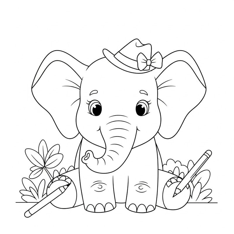 Cute Elephant Coloring Picture for 4-Year-Olds | Fun Printable