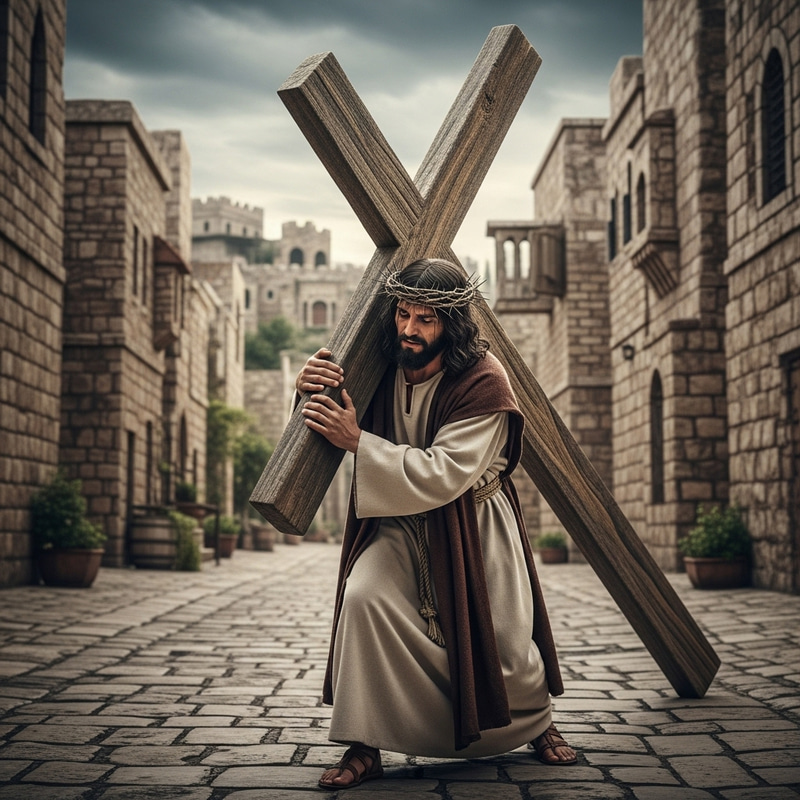 Jesus Carrying Cross - Symbol of Sacrifice Jesus Carrying Cross - Symbol of Sacrifice