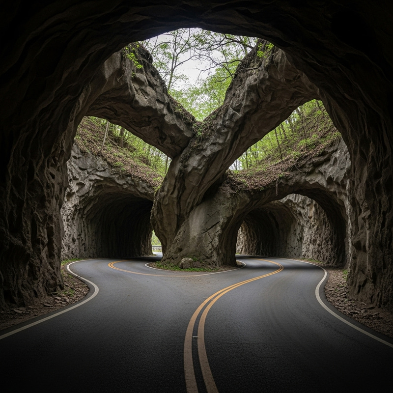 Two Roads Like a Tunnel: Journey Ahead Two Roads Like a Tunnel: Journey Ahead