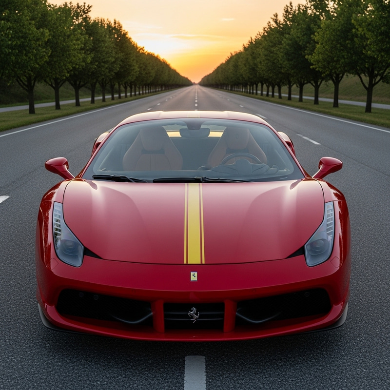 Stunning Red Ferrari on Asphalt Road Stunning Red Ferrari on Asphalt Road
