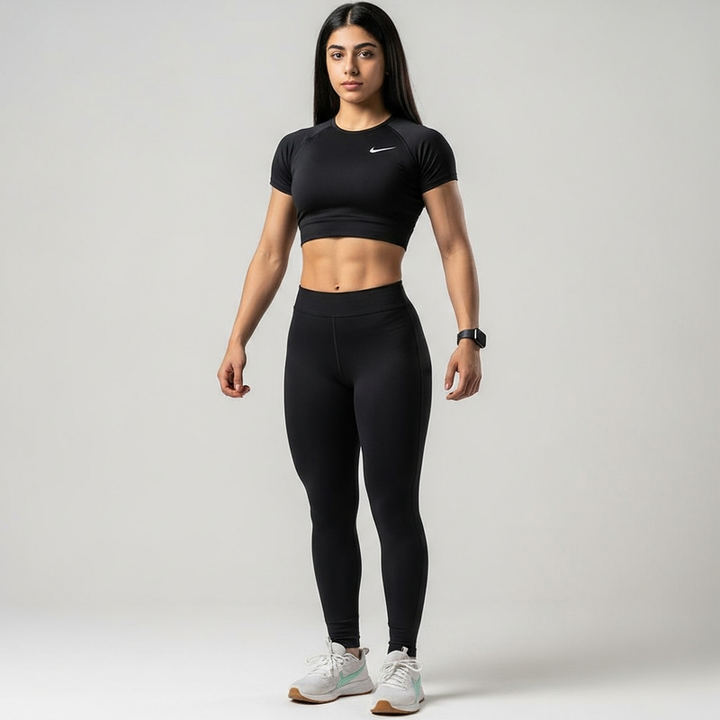 Realistic Iranian Teenage Girl with Dark Hair, Fit Body