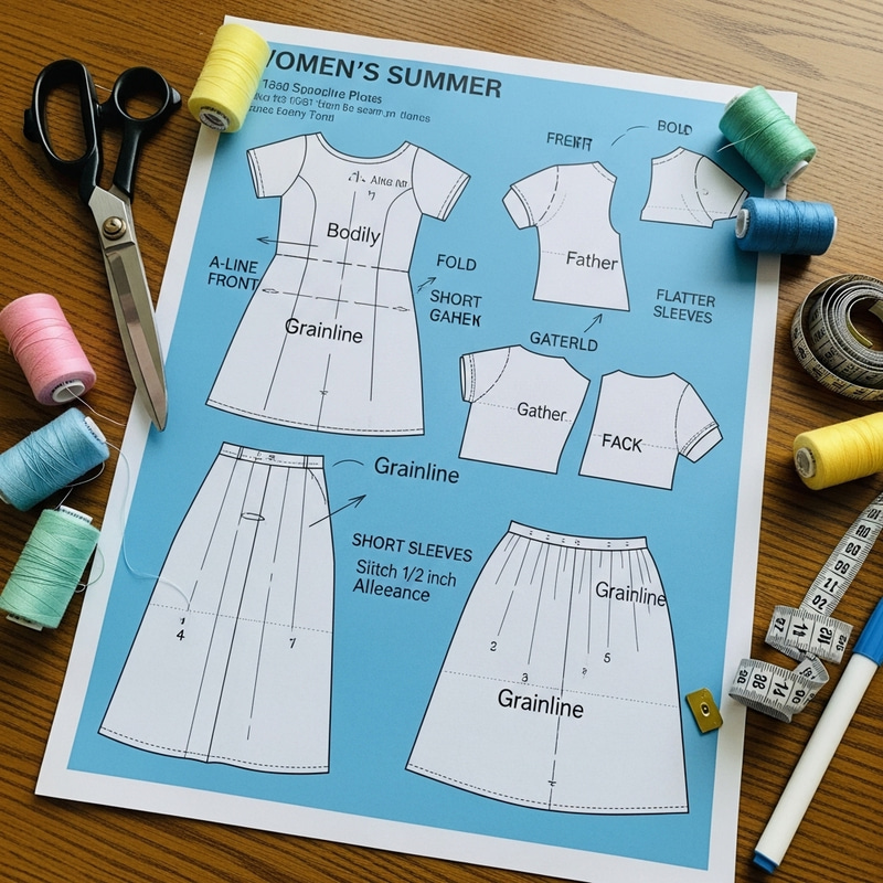 Sewing Pattern for Women's Summer Dress | DIY Craft Project Sewing Pattern for Women's Summer Dress | DIY Craft Project
