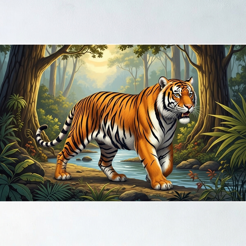 Majestic Tiger in Serene Jungle Setting Majestic Tiger in Serene Jungle Setting