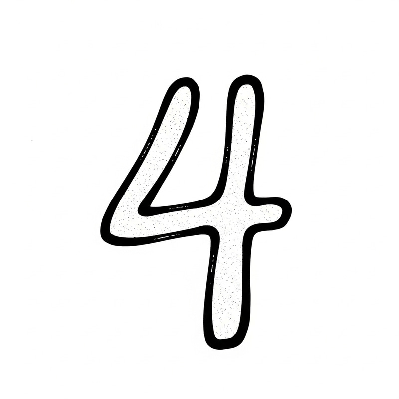Handwritten Number 4 Ink Scanned | Organic Quality