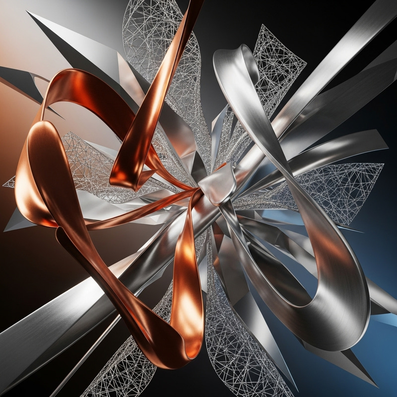 Abstract Copper, Silver, and Aluminum Art Designs