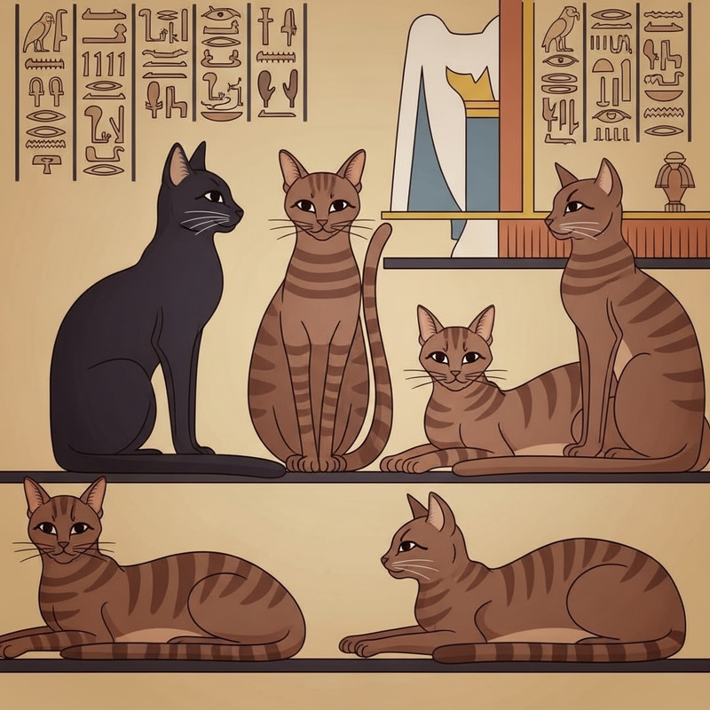 Egyptian Cats Painting | Black & Brown Feline Art Egyptian Cats Painting | Black & Brown Feline Art