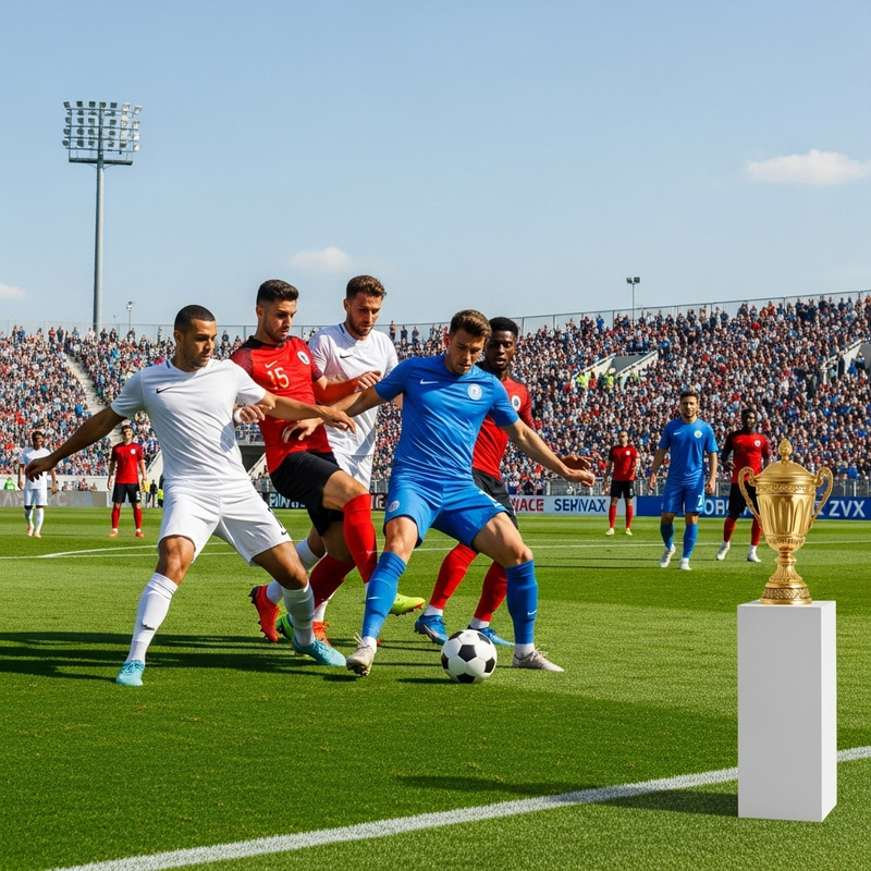 Intense Soccer Game on Green Pitch | Football Tournament