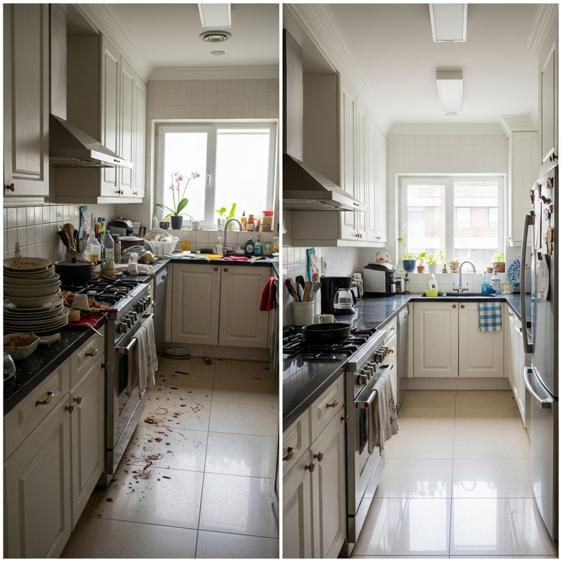 Kitchen Before and After: Chaos to Cleanliness Transformation Kitchen Before and After: Chaos to Cleanliness Transformation