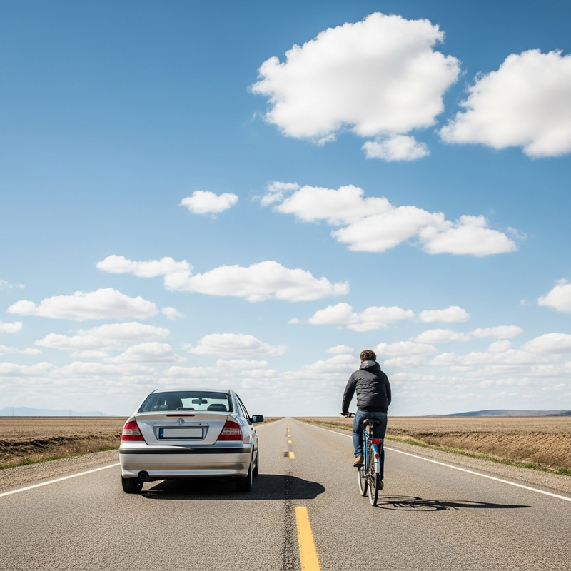 A Car and Bicycle on the Endless Road A Car and Bicycle on the Endless Road