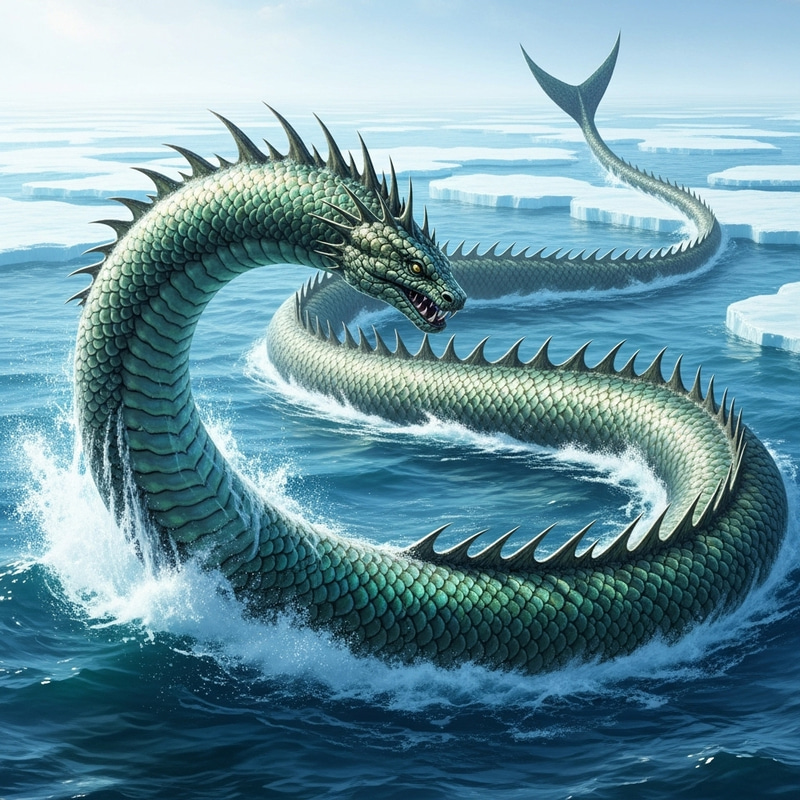 Serpent of the Sea: Mythical Creature in Jade and Cobalt Serpent of the Sea: Mythical Creature in Jade and Cobalt