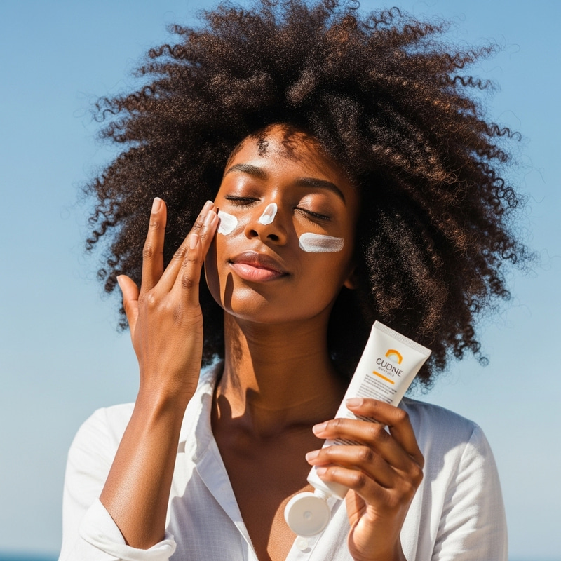 Glowing Black Woman: Sunscreen Self-Care Moment Glowing Black Woman: Sunscreen Self-Care Moment