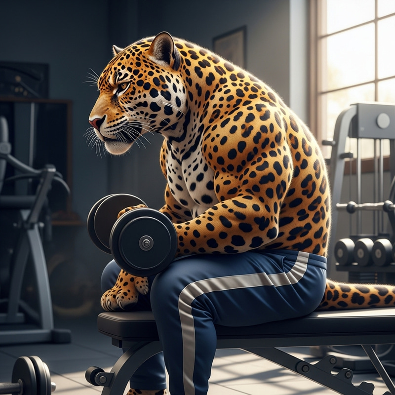 Fierce Jaguar in Gym - Realistic Digital Artwork