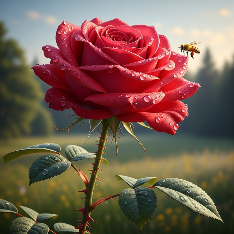 Vibrant Red Rose Macro Photography