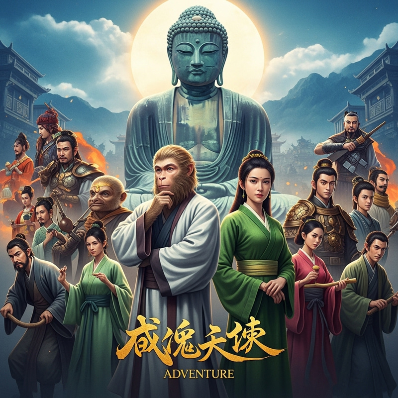 Colorful & Dynamic Fantasy Movie Poster - Journey to the West Colorful & Dynamic Fantasy Movie Poster - Journey to the West
