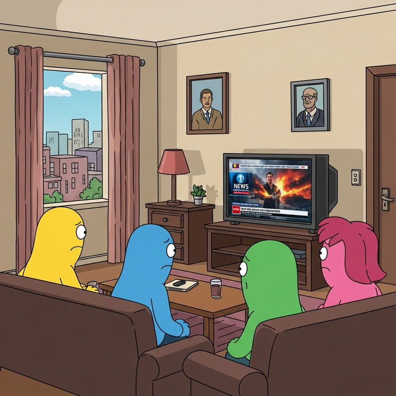 The Simpsons Episode: Characters Watch Conflict News | Animated Scene