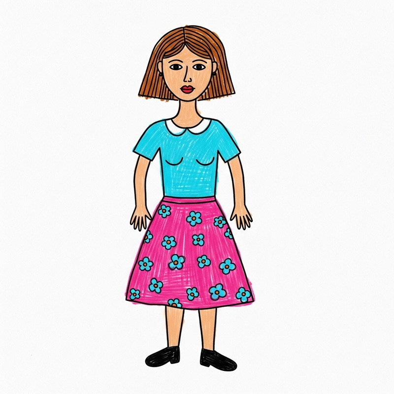 Naive-Style Drawing of a Woman by a Child Naive-Style Drawing of a Woman by a Child