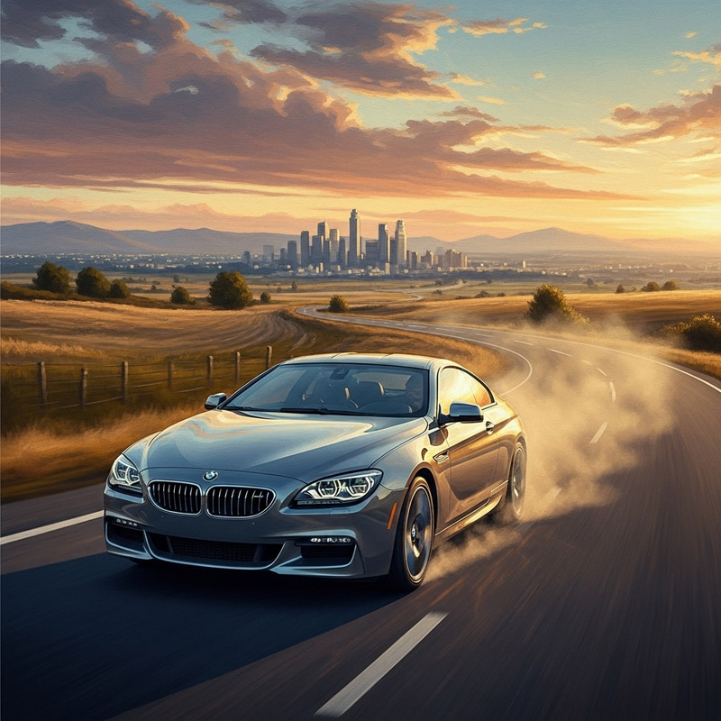 BMW 640d on Open Road Oil Painting BMW 640d on Open Road Oil Painting