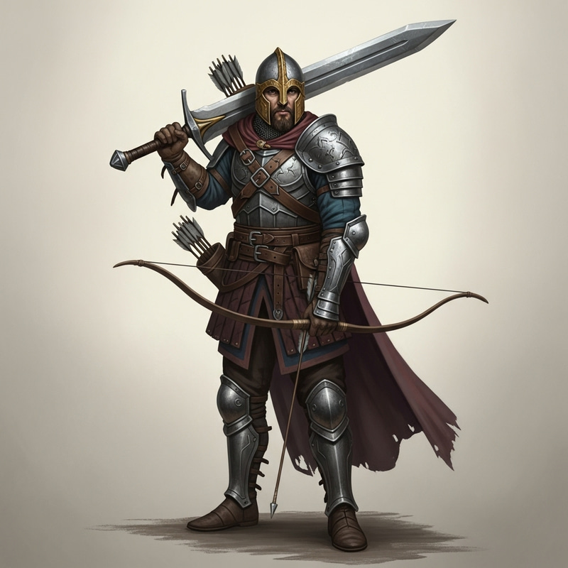 Noble Warrior with Greatsword and Longbow