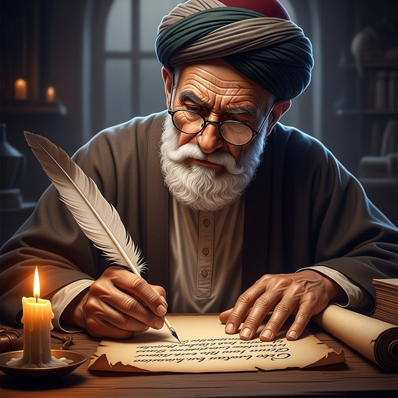 Serene Middle-Eastern Poet Immersed in Thought Serene Middle-Eastern Poet Immersed in Thought