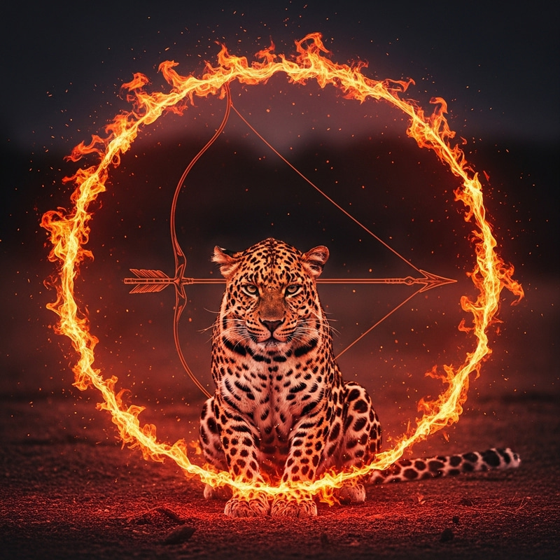 Majestic Leopard Amidst Ring of Fire Majestic Leopard Amidst Ring of Fire