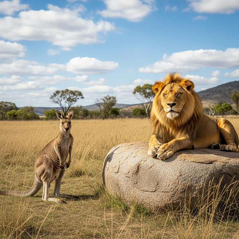 Kangaroo and Lion Coexistence in Natural Habitat Kangaroo and Lion Coexistence in Natural Habitat