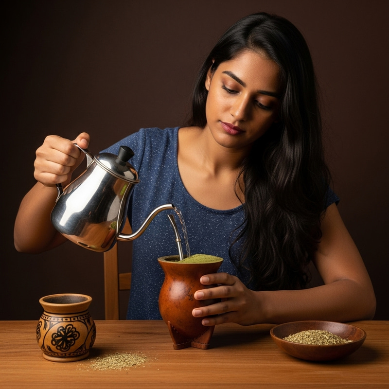 Graceful Young Woman Preparing Yerba Mate Graceful Young Woman Preparing Yerba Mate