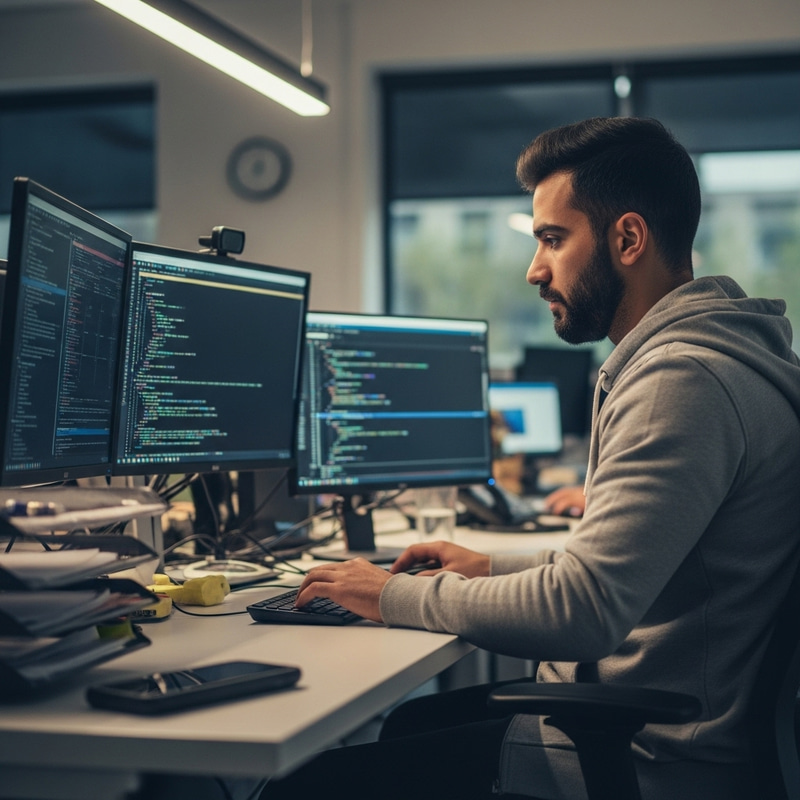 Introverted Full Stack Developer in Office Environment