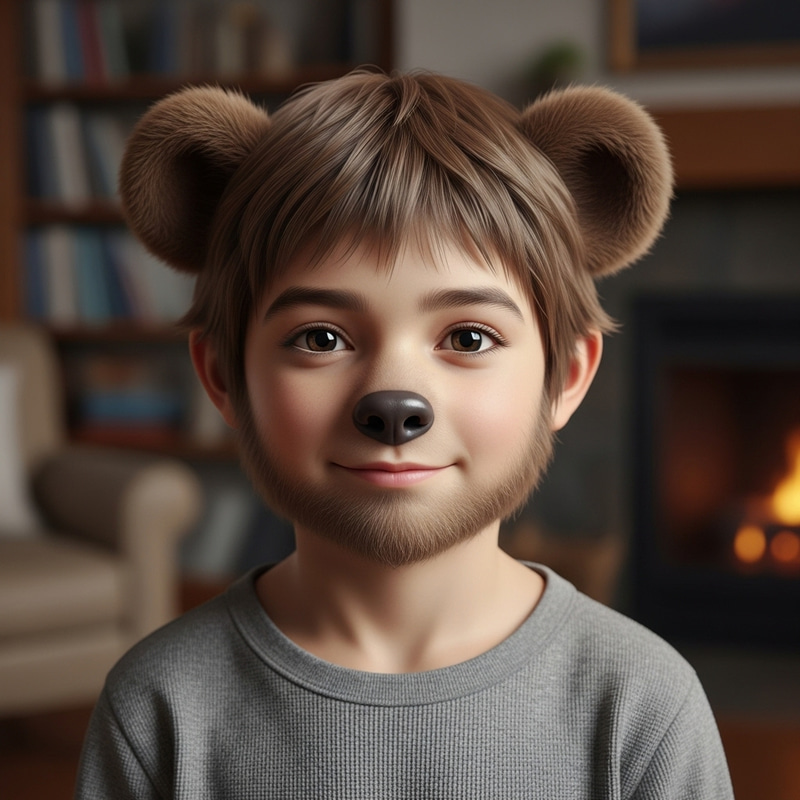 Light-Skinned Boy with Bear-Like Appearance