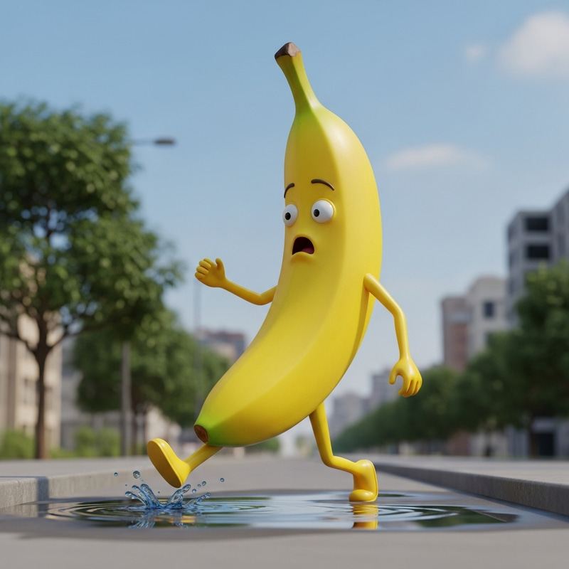 Walking Banana Slips - Funny Moment in City Walking Banana Slips - Funny Moment in City