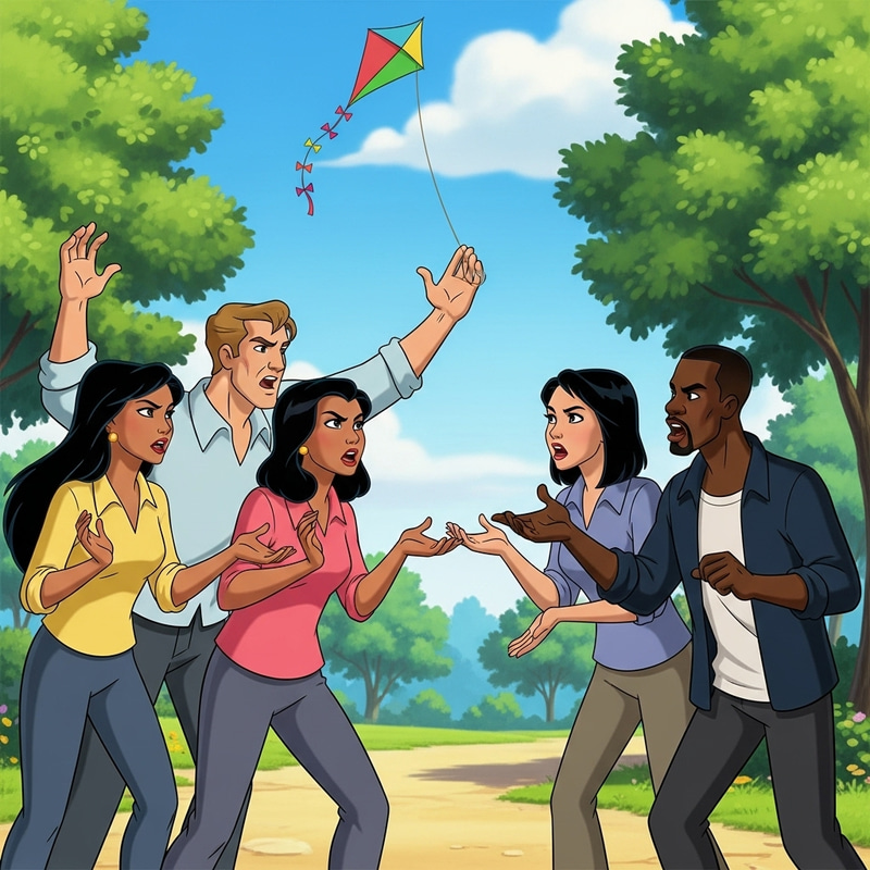 Engaging Animated Couples Confrontation in a Park