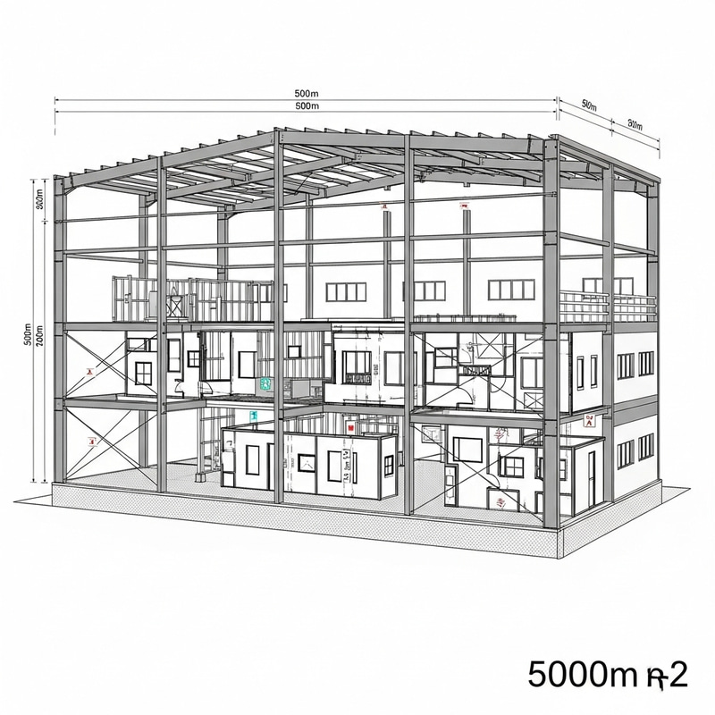 Steel Structure Design: 50m x 100m | 5000 sqm Area for Architecture Project Steel Structure Design: 50m x 100m | 5000 sqm Area for Architecture Project