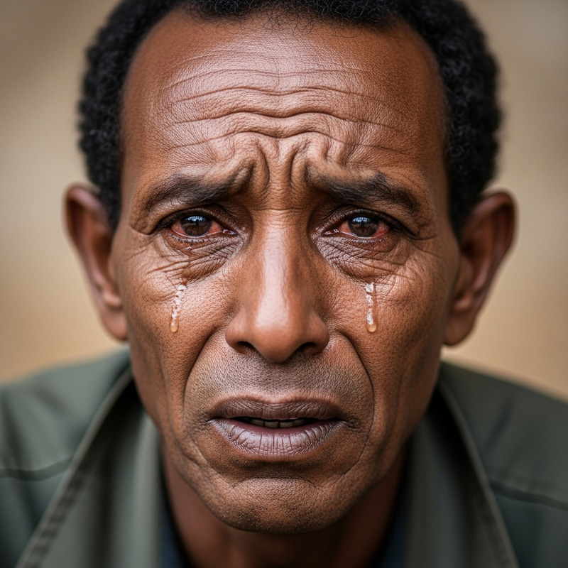 Ethiopian Father's Emotional Moment - Tears of Joy and Sorrow Ethiopian Father's Emotional Moment - Tears of Joy and Sorrow