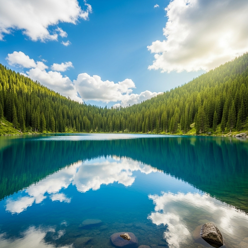 Beautiful Blue Lake in the Woods