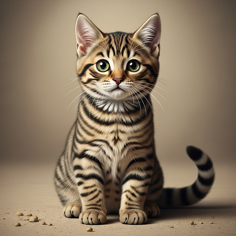 Cute Brown Striped Cat with Green Eyes Cute Brown Striped Cat with Green Eyes