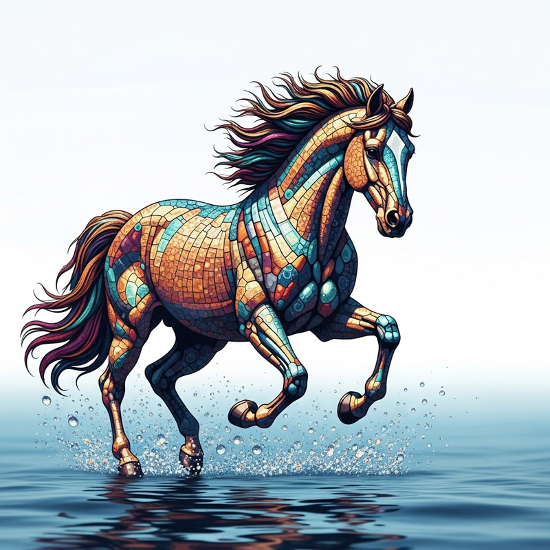 Shiny Gemstone Horse Sculpture - Masterfully Crafted Shiny Gemstone Horse Sculpture - Masterfully Crafted